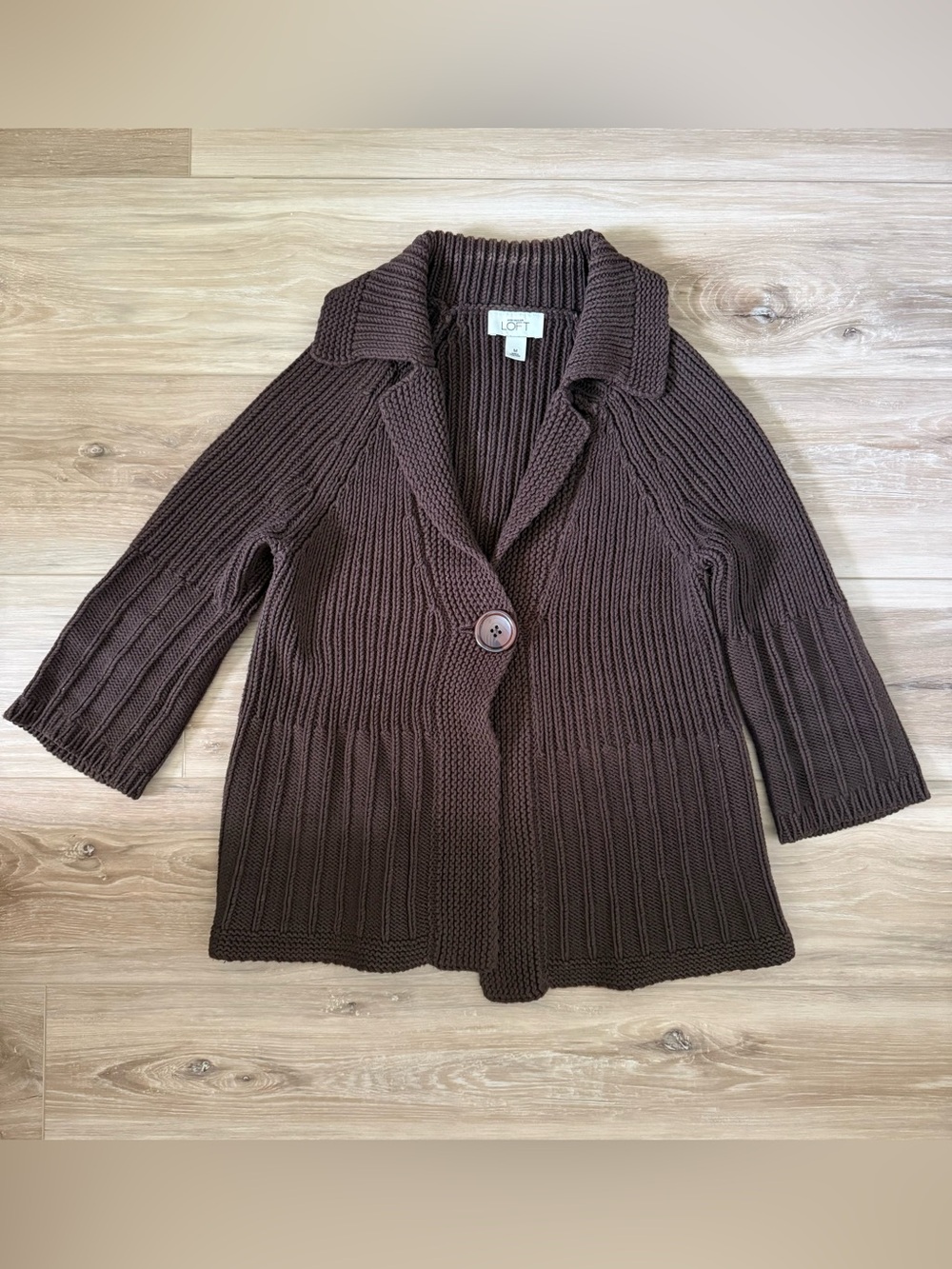 Loft brown cable-knit cardigan